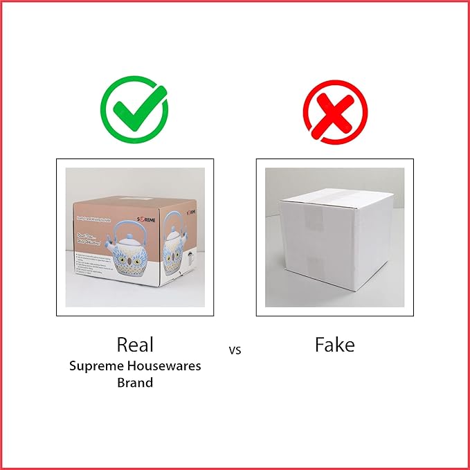 Whistling Tea Kettle for Stove Top Enamel on Steel Teakettle, Supreme Housewares Owl Design Teapot Water Kettle Cute Kitchen Accessories Teteras (2.1 Quart, Owl)