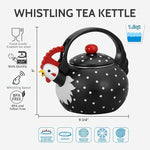 Load image into Gallery viewer, Whistling Tea Kettle for Stove Top Enamel on Steel Teakettle, Supreme Housewares Rooster Design Teapot Water Kettle Cute Kitchen Accessories Teteras (1.6 Quart, Rooster)