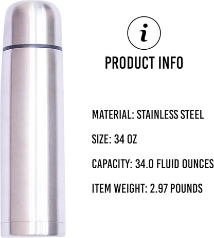 Best Stainless Steel Coffee Thermo, BPA Free, New Triple Wall Insulated, Hot & Cold for Hours. (34 OZ/1000ML)