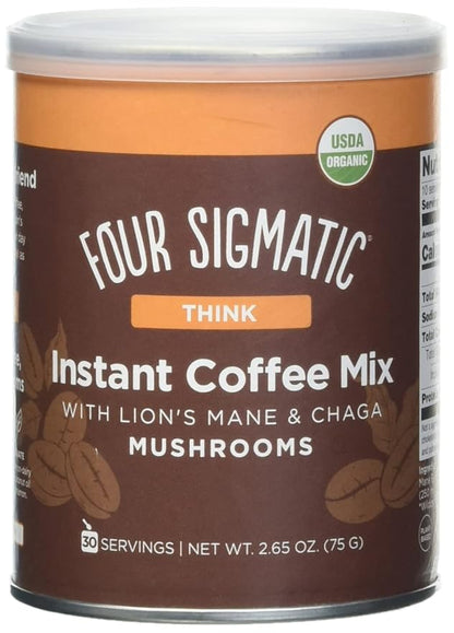 Four Sigmatic Organic Mushroom Coffee | Instant Mushroom Coffee Mix with Lion's Mane, Chaga and Rhodiola for Better Focus and Immune Support | 30 Serving Bag