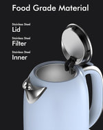 Load image into Gallery viewer, Electric Tea Kettle for Boiling Water, Wide Open Lid Stainless Steel Water Boiler, 1500W/1.7L for Coffee/Tea Brewing, Auto Shut Off &amp; Boil Dry Protection, Cordless Swivel Base &amp; LED Indicator, Blue
