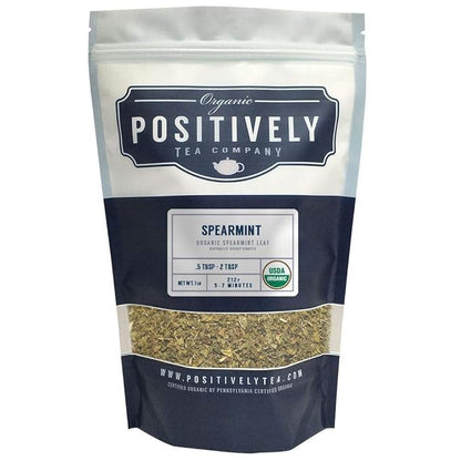 Positively Tea Company, Organic Spearmint Leaf, Herbal Tea, Loose Leaf, USDA Organic, 1 Pound Bag