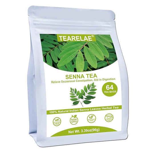 TEARELAE - Senna Tea - 1.5g x 64 Count Senna Leaves Tea Bags - Premium Indian Senna Leaves - Relieve Constipation, Aid in Digestion - Caffeine-Free, Non-GMO