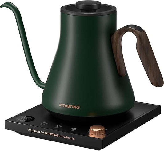 Electric Kettle, Gooseneck Electric Kettle, ±1℉ Precise Temperature Control, Stainless Steel Interior, Quick Heating for Pour Over Coffee, Tea & Boiling Water, 0.9L (Forest Green)