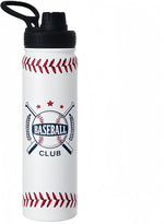 Load image into Gallery viewer, Baseball Water Bottle, 24 oz Insulated Stainless Steel Sports Bottle with Straw, Baseball Stuff Gifts for Boys