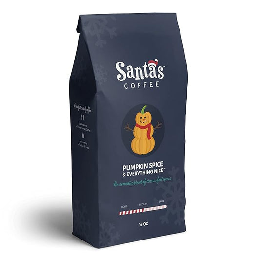 Santa's Coffee Pumpkin Spice and Everything Nice Blend, Medum Roast - Whole Bean, 16oz Bag, Holiday Seasonal Blend – Christmas Gift for Coffee Lovers