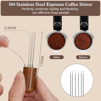Y-Step 51mm Espresso Tamper Set, 30 lb Consistent Pressure Calibrated Coffee Tamper with Spring Loaded, Silicone Mat, Coffee Stirrer Espresso Distribution Tool, Wooden Barista Kit for Espresso Machine