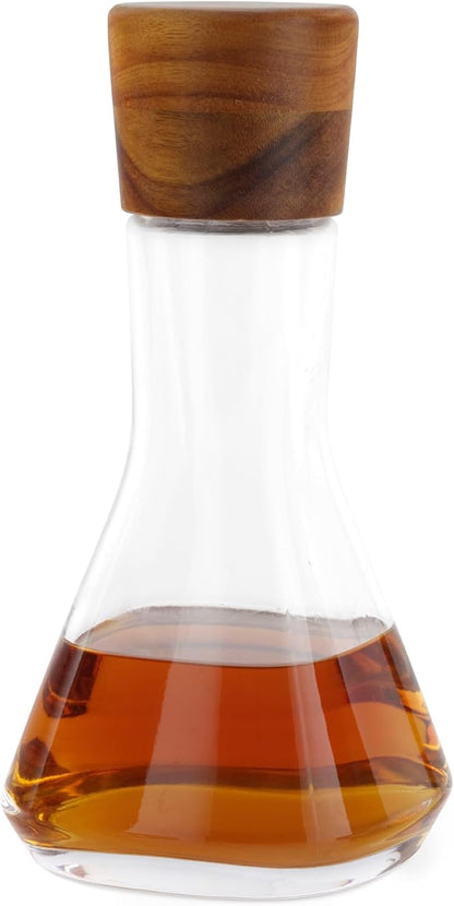 nambe Vie Decanter | Glass Wine Decanter Bottle for Bourbon, Brandy, Juice, and Liquor with Wood Stopper | Made of Glass and Acacia Wood | 10-Inch | Dishwasher Safe | Designed by Chris Granneberg