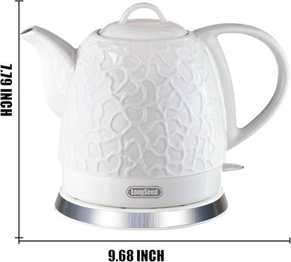 Ceramic Electric Kettle 1.0L(34oz), 1000W Fast Boiling, Automatic Shut-Off &, BPA-Free, Cordless Water Boiler, Boil Dry Protection, Pot with LED Indicator for Home Office Kitchen