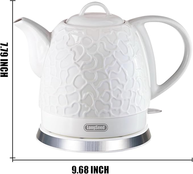 Ceramic Electric Kettle 1.0L(34oz), 1000W Fast Boiling, Automatic Shut-Off &, BPA-Free, Cordless Water Boiler, Boil Dry Protection, Pot with LED Indicator for Home Office Kitchen