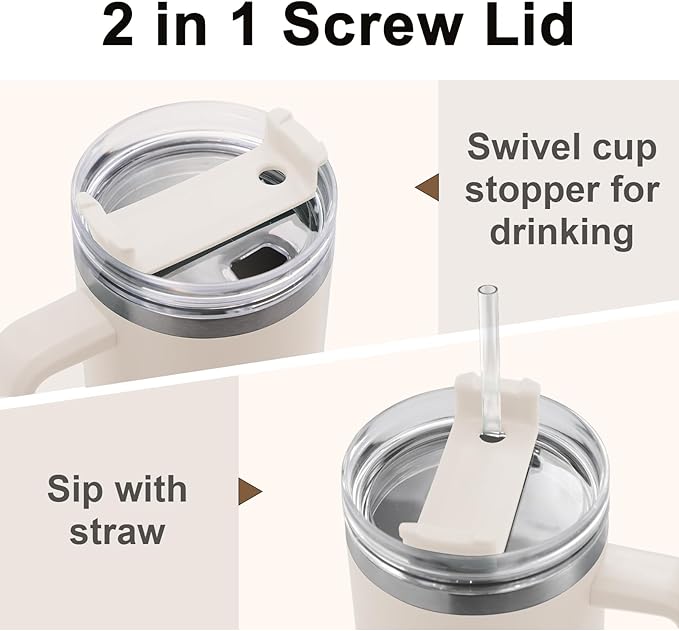 ThermoThrill Ships Next Day, Personalized 40 Oz Tumbler with Handle and Straw Custom Tumbler with Text Stainless Steel Mug Birthday Gifts for Women