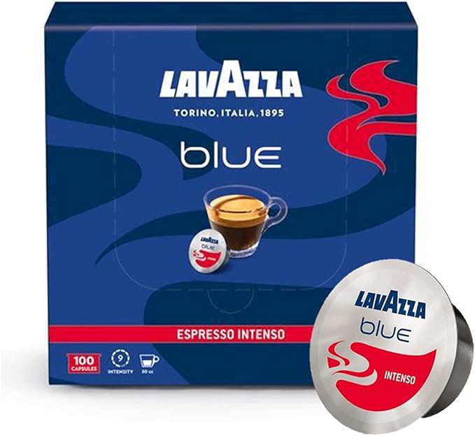 Lavazza BLUE Capsules, Espresso Intenso Coffee Blend, Medium Roast, 28.2-Ounce Boxes (Pack of 100) ,Value Pack, Blended and roasted in Italy, Full bodied with intense and persistent flavor