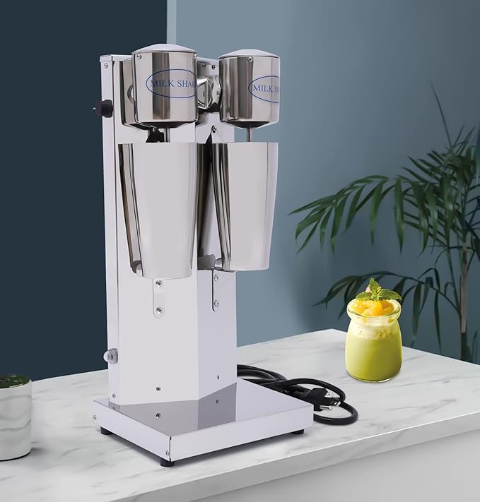 Milk Shaker Machine, Commercial Stainless Steel Milk Shaking Machine Double Head Drink Mixer 110V 16000RMP High Speed Electric Silent Milk Shake Machine with Two 800ml Cups(Double Head 16000rpm)