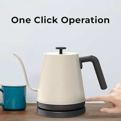 KLEAH Gooseneck Electric Kettle - 0.8L Automatic Shut Off Tea & Coffee Kettle, Hot Water Boiler Pour Over Coffee Kettle, 1200W Quick Heating Keep Warm, Bone White