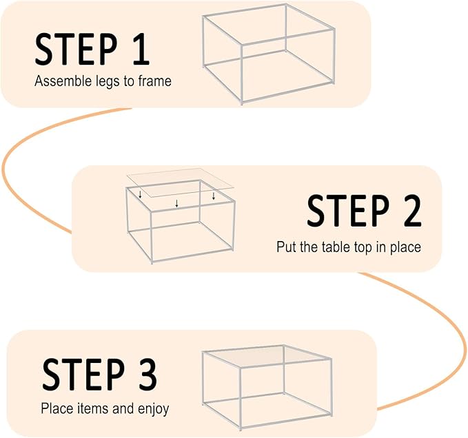 Glass Coffee Table, Square Coffee Table for Living Room, Modern Simple Center Table for Office, Home, Small Space, Clear Tempered Glass with Sturdy Metal Frame, 27 x 27In, White