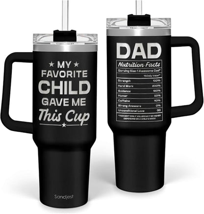 SANDJEST Dad Gift from Daughter, 40oz Stainless Steel Insulated Coffee Tumbler With Lid & Straw, Travel Cup Gift for Dad, Christmas Birthday Father's Day