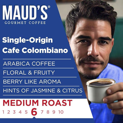 Maud's Columbian Coffee Pods, 50 ct, Single Origin, Medium Roast Coffee in Recyclable Single Serve Pods – 100% Arabica Coffee, Compatible with Keurig K Cups Maker