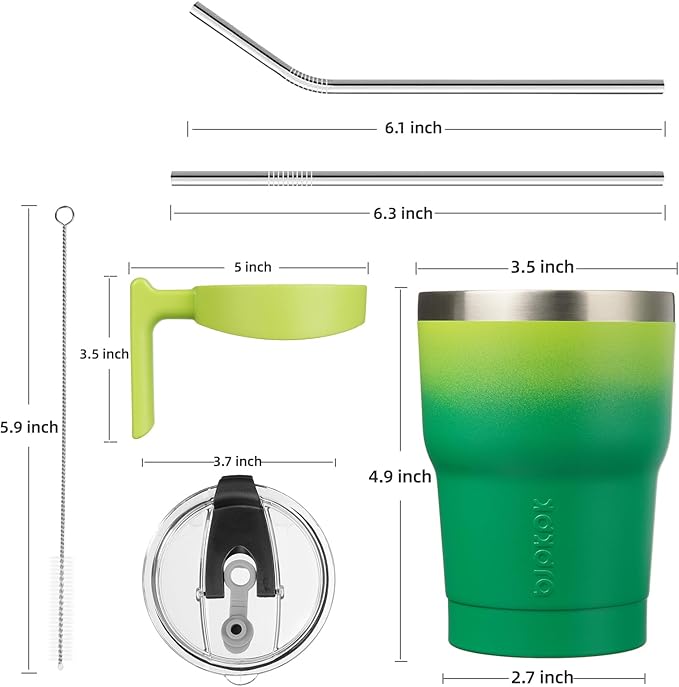 BJPKPK 10 oz Tumbler With Handle And Straw Lid Stainless Steel Travel Mugs Insulated Tumbler Cups,Bamboo Grove