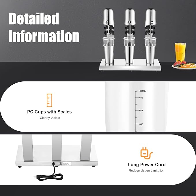 Commercial Stainless Steel Milk Shake Machine, Stainless Steel Milk Shaking Machine, Three Head Drink Mixer 110V (Three Head)