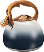 Load image into Gallery viewer, tea kettle stovetop, Loud Whistling kettle for Boiling Water Coffee or Milk, 3.2 Quart Heavy stainless steel tea kettle with Wood Pattern Handle, Gas Electric Applicable - Black &amp; white