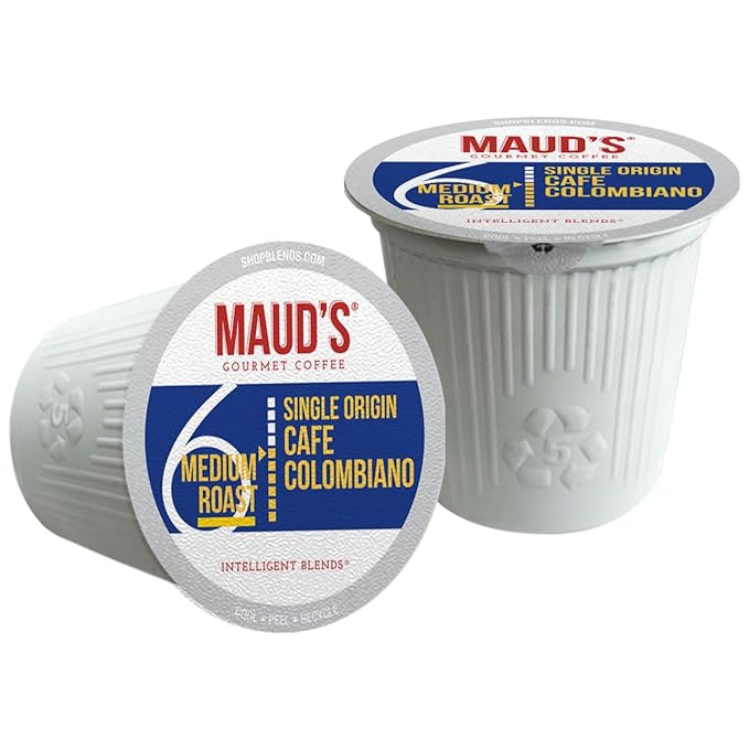 Maud's Columbian Coffee Pods, 50 ct, Single Origin, Medium Roast Coffee in Recyclable Single Serve Pods – 100% Arabica Coffee, Compatible with Keurig K Cups Maker