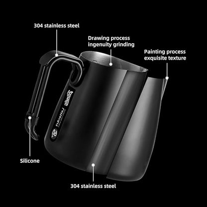 Bincoo Milk Frothing Pitcher,Espresso Milk Frothing Pitcher Stainless Steel 20oz/600ML Coffee Milk Frother Cup with Measurement Lines,Ergonomic Handle for Latte Art & Cappuccino