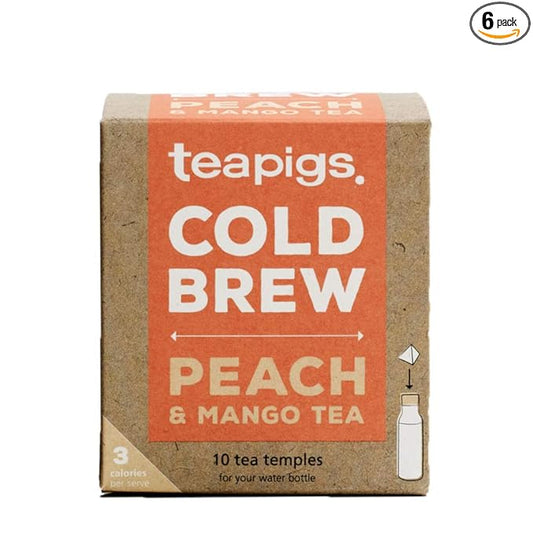 Teapigs Peach And Mango Cold Brew Made With Whole Fruit (6 Packs of 10 Tea Bags)