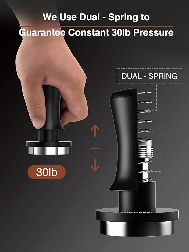 Espresso Tamper, 53mm Barista Coffee Tamper with Spring Loaded for Coffee Machine Portafilter,Stainless Steel