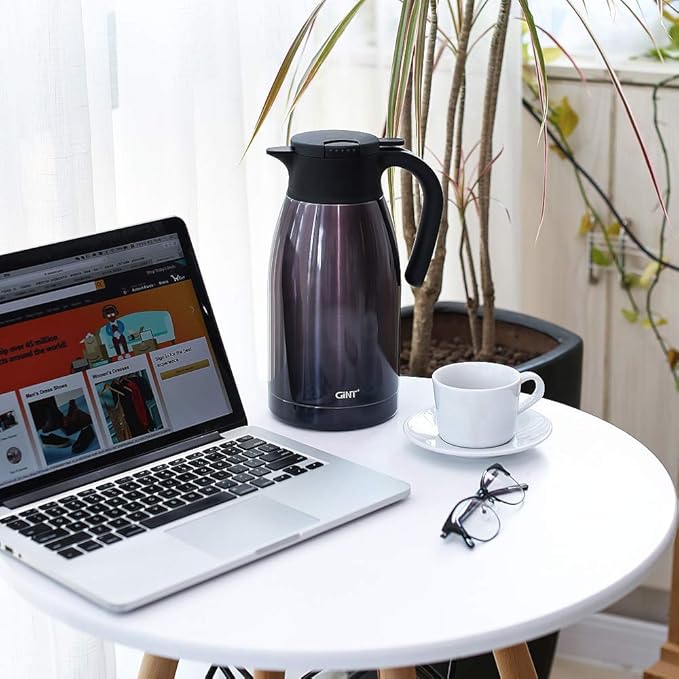 GiNT 1.9L / 64Oz Thermal Coffee Carafe, Insulated Stainless Steel Coffee Carafes for Keeping Hot/Double Walled Vacuum Thermal Carafe (Purple)