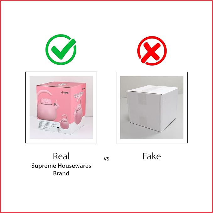 Whistling Tea Kettle for Stove Top Enamel on Steel Teakettle, Supreme Housewares Pink Pig Design Teapot Water Kettle Cute Kitchen Accessories Teteras (2.1 Quart, Pink Pig)