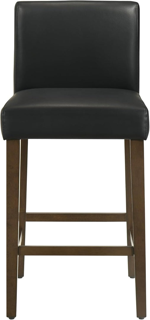 CHITA Counter Height Bar Stools Set of 3, 27" H Seat Height Upholstered Barstools, PU Leather in Black