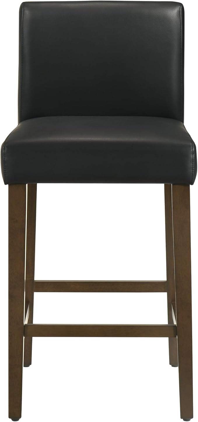 CHITA Counter Height Bar Stools Set of 2, 27" H Seat Height Upholstered Barstools, PU Leather in Black