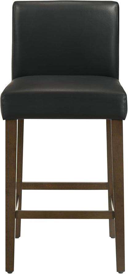 CHITA Counter Height Bar Stools Set of 2, 27" H Seat Height Upholstered Barstools, PU Leather in Black