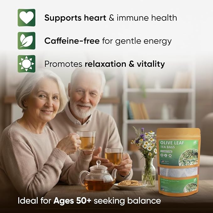 Olive Leaf Tea Bags – 100 Bags (Premium Dried Olive Leaf Tea - 100 Count), Natural Extract Caffeine-Free Herbal Tea for Health & Immune Support