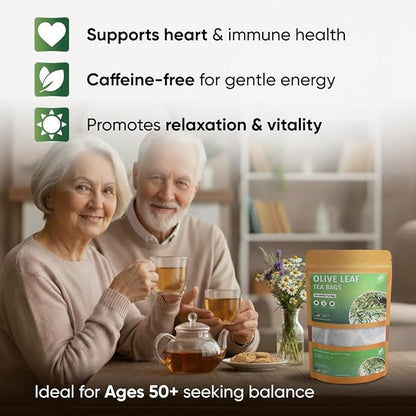 Olive Leaf Tea Bags – 100 Bags (Premium Dried Olive Leaf Tea - 100 Count), Natural Extract Caffeine-Free Herbal Tea for Health & Immune Support