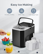 Load image into Gallery viewer, Silonn Ice Maker Countertop, Portable Ice Machine with Carry Handle, Self-Cleaning Ice Makers with Basket and Scoop, 9 Cubes in 6 Mins, 26 lbs per Day, Ideal for Home, Kitchen, Camping, RV
