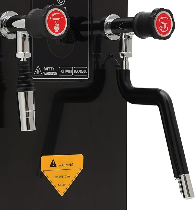 12L Commercial Electric Milk Frother 3000W 110V Steam Boiling Water Machine Modern Milk Foam Machine with LED Display Multi-Purpose Hot Water Dispenser for Espresso Coffee Milk Tea (Black)