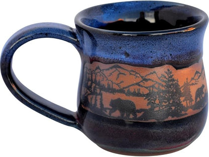 ALWAYS AZUL POTTERY Bearwrap 14 Oz. Mug in Mountainscape Glaze - Handmade Ceramic Coffee Mug - Stylish and Unique Handcrafted Artistic Drinkware - Polished Clay Cups, Great for Coffee, Tea, and More