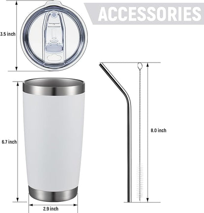 COMOOO 20oz Tumbler with Straw Stainless Steel Insulated Coffee Tumbler Cups Double Wall Vacuum Travel Coffee Mug with Splash Proof Sliding Lid for Hot Cold Drinks (Mix Color,4 Pack)