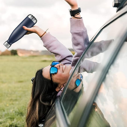 HASLE OUTFITTERS 17oz Stainless Steel Water Bottles Bulk, Vacuum Insulated Water Bottles Double Walled Powder Coated Reusable Metal Sports Water Bottles Keep Drinks Hot and Cold, Navy, 4Packs