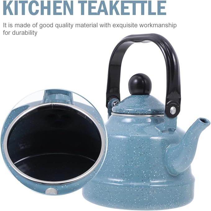 DOITOOL Enamel Tea Kettle Vintage Enamel Teapot 1.1 L Porcelain Tea Kettle Camping Coffee Kettle Stovetop Kettle Hot Water Boiler Pot for Hot Water, Tea Accessories