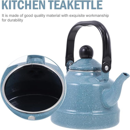 DOITOOL Enamel Tea Kettle Vintage Enamel Teapot 1.1 L Porcelain Tea Kettle Camping Coffee Kettle Stovetop Kettle Hot Water Boiler Pot for Hot Water, Tea Accessories