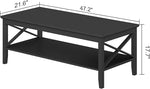 Load image into Gallery viewer, ChooChoo Coffee Table with Thicker Legs, Black Wood Coffee Table with Storage for Living Room, 47 inch