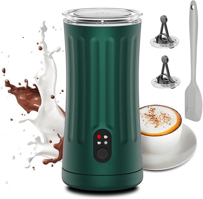 Milk Frother, Upgraded 4-in-1 Milk Frother and Steamer, Hot and Cold Foam Maker and Milk Warmer with Temperature Control & Auto Shut-Off, Frother for Coffee, Latte, Cappuccino, Matcha(Green)
