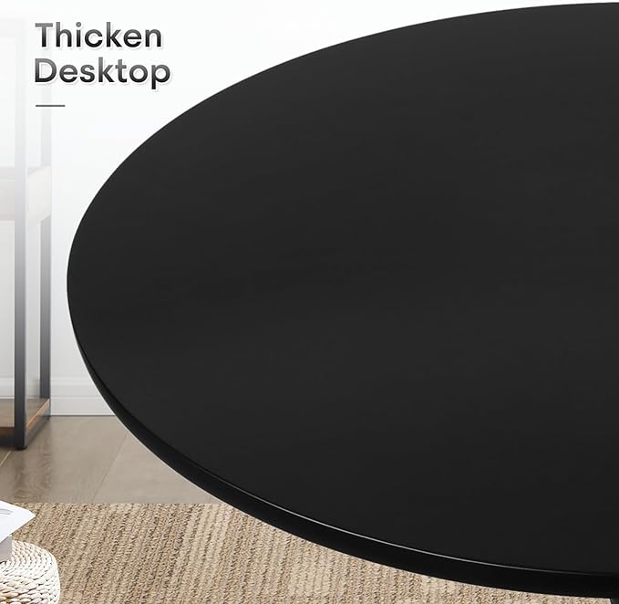 Athena Collection Bar Table Modern Round Cocktail Table Height Adjustable, Tall Bistro Pub Table with Sturdy Base, Suitable for Home, Kitchen, Pub, Restaurant, Black