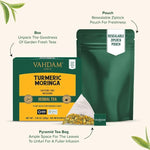 Load image into Gallery viewer, VAHDAM, Turmeric Moringa Tea Bags (100 Herbal Tea Bags) Caffeine Free, Non GMO | 100% Pure Herbal Blend - Sweet &amp; Earthy | Resealable Ziplock Pouch