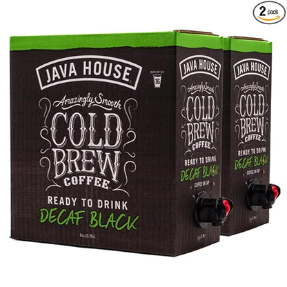 Java House Cold Brew Coffee on Tap (Pack of 2) – Premium 100% Arabica Decaf – Smooth Decaf with Chocolate & Caramel Notes – 1 Gallon Box (16 Servings) – Ready to Drink, No Caffeine, No Brewing Required, Fridge-Friendly