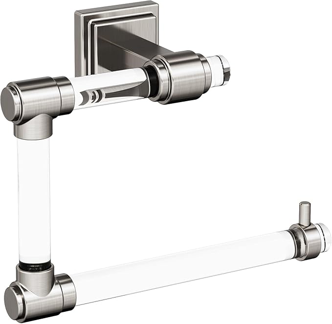 Amerock | Clear/Brushed Nickel | Glacio |Towel Bar | 18 inch (457 mm) | 4 Piece | Bathroom Accessories Set