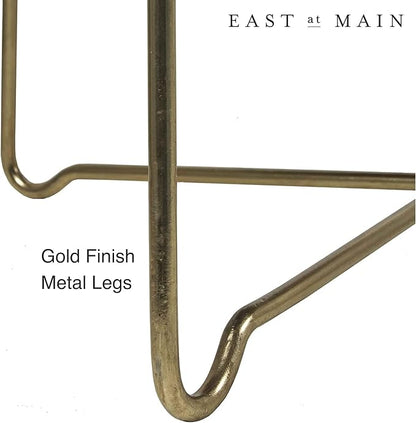 East at Main Aria 30" Round Mango Wood Tray Top Coffee Table with Metal Base – Handcrafted Farmhouse Coffee Table for Living Room