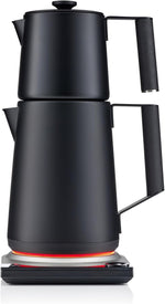 Load image into Gallery viewer, SAKI Turkish Tea Maker Machine Pro, Electric Double-Pot Teapot 1.75L 120V, 120 Min Keep-Warm, Stainless Steel BPA-Free, Auto Shut-Off &amp; Boil-Dry, LED Brew Ring, Matte Black
